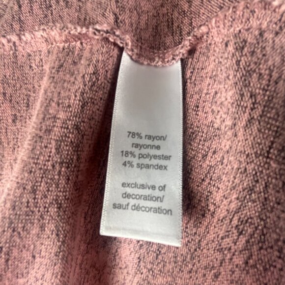 Maurices Long Sleeve Fine Knit Top Size L Pink Black Heathered Print Floral Lace - Picture 8 of 9